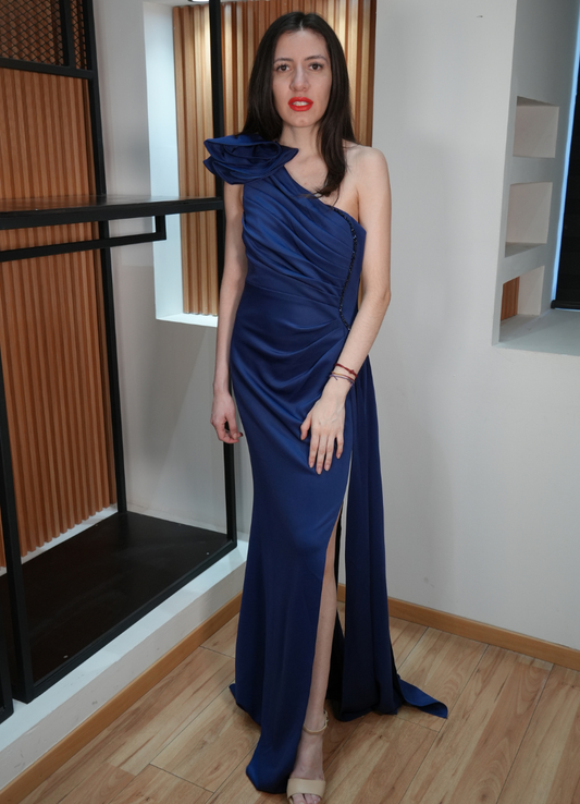 Vestido largo toque marino
