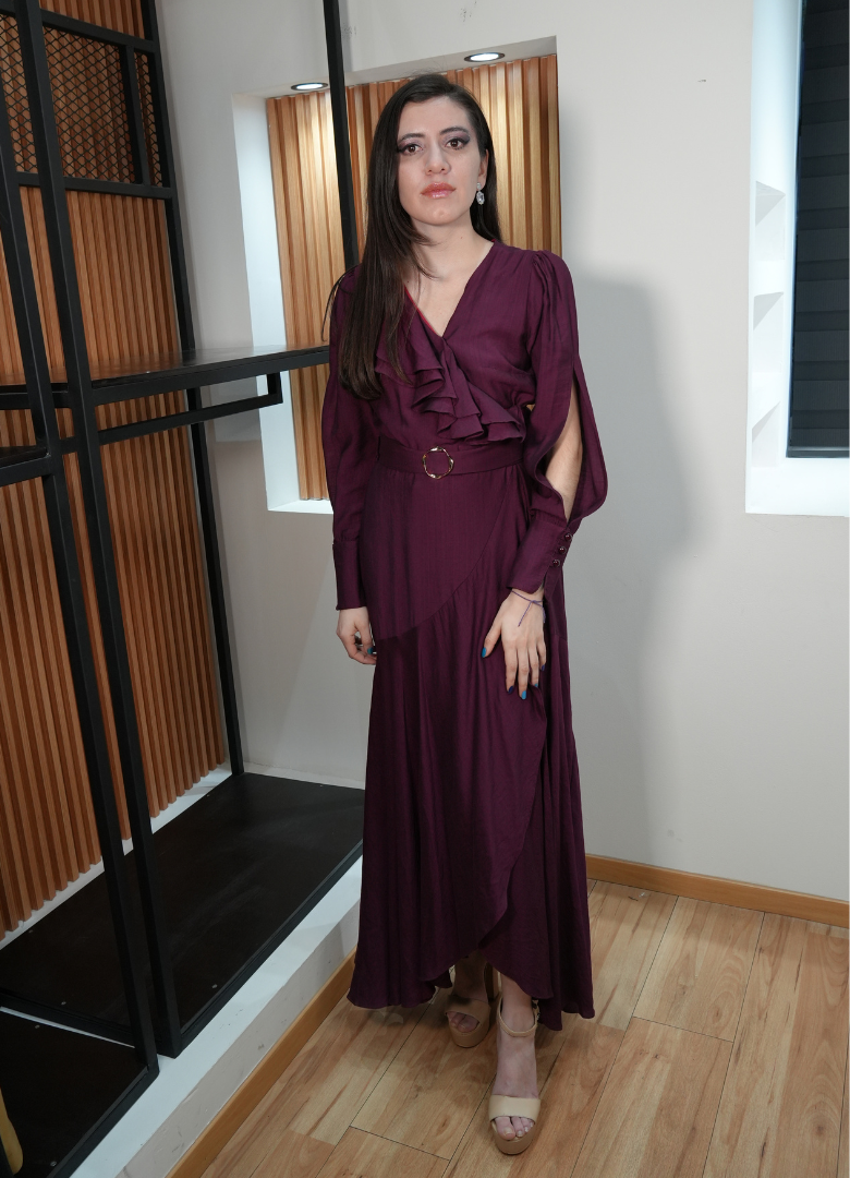 Vestido manga larga morado