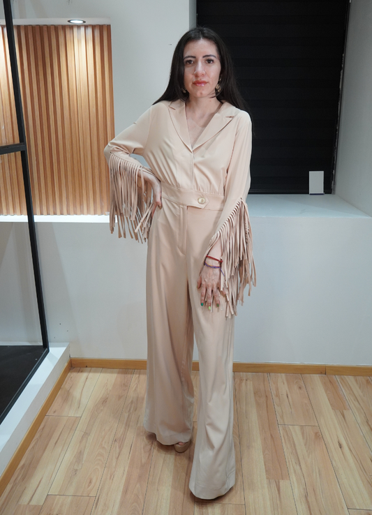 Jumpsuit beige flecos