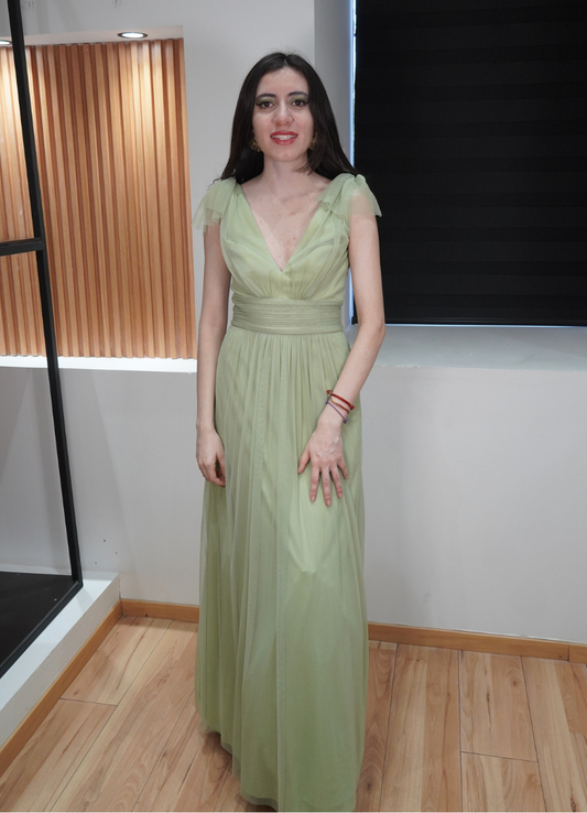 Vestido largo pistache A