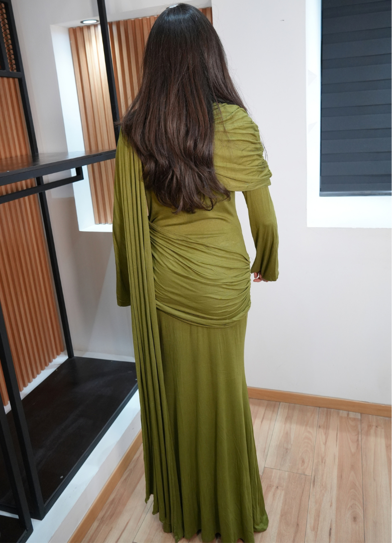 Vestido drapeado verde