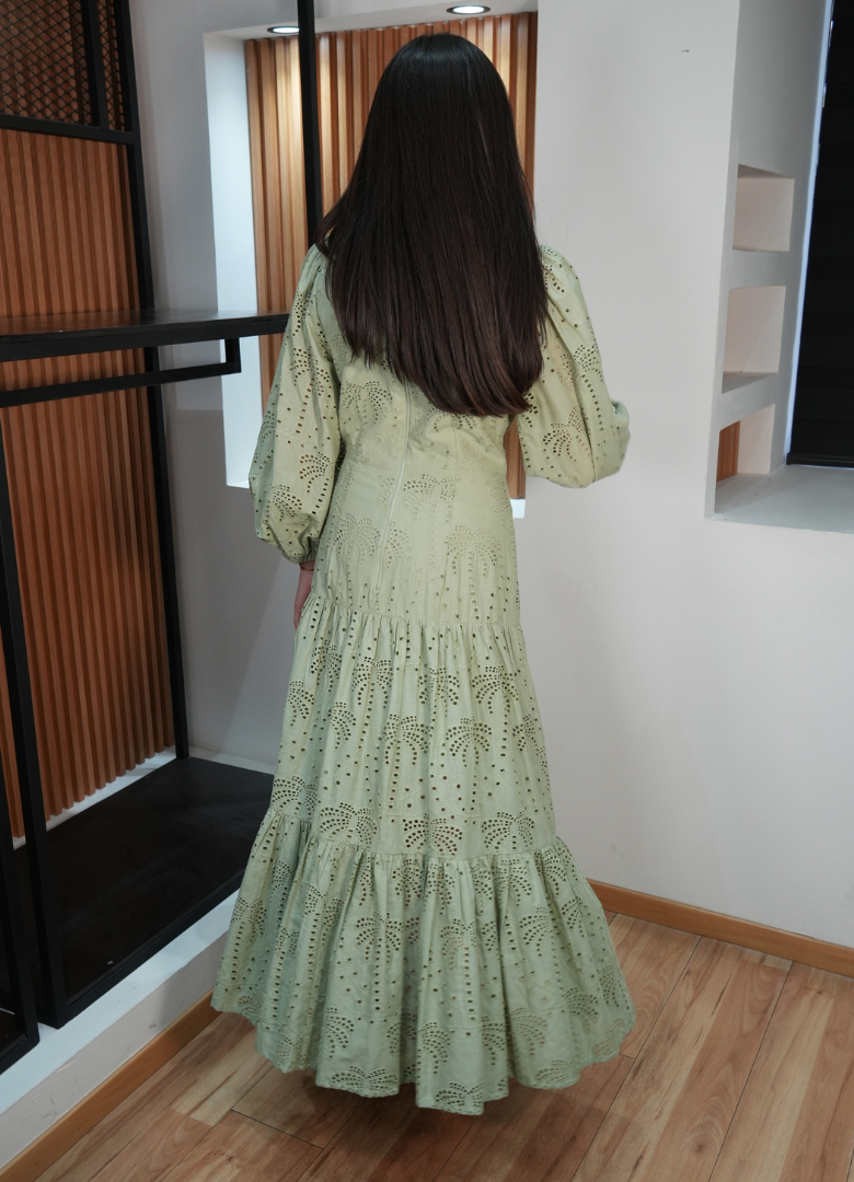 Vestido escalonado menta