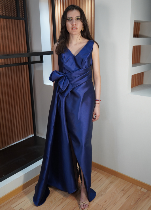 Vestido azul marino flor