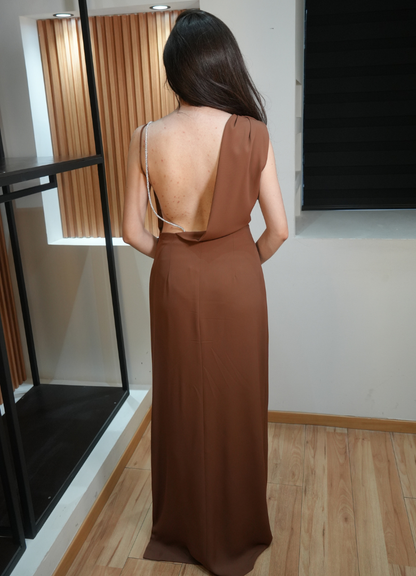 Vestido recto café