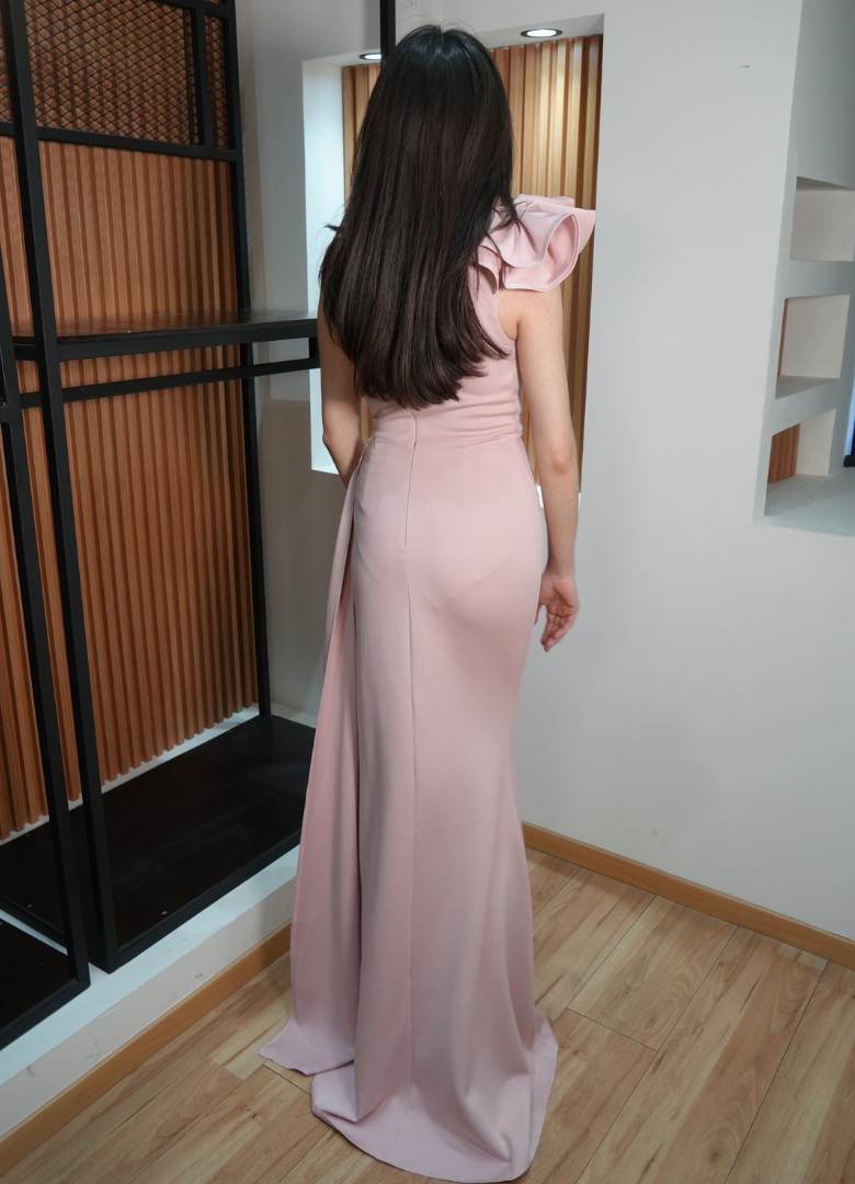 Vestido rosa plisado