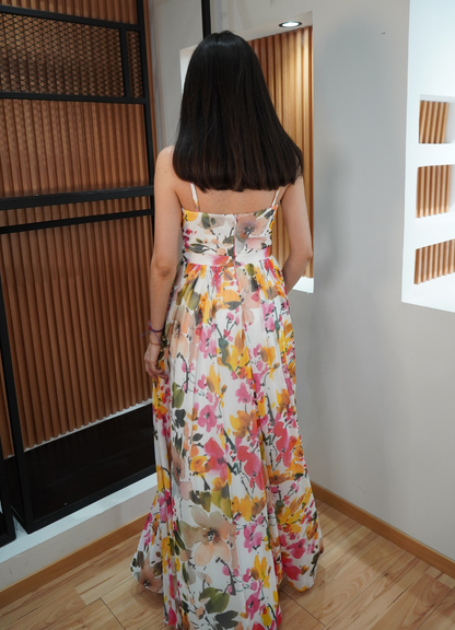 Vestido print floral amarillo