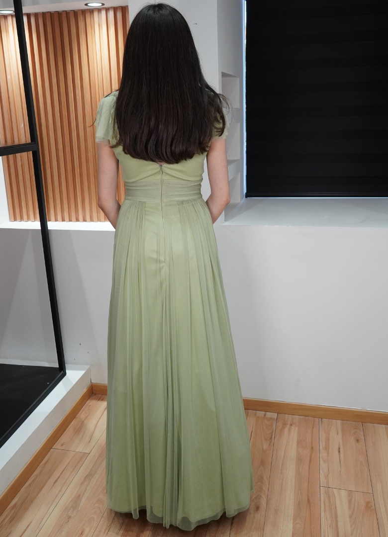 Vestido largo pistache A
