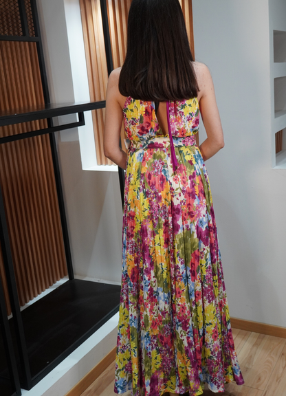 Vestido halter print floral