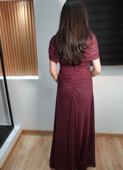 Vestido mesh vino
