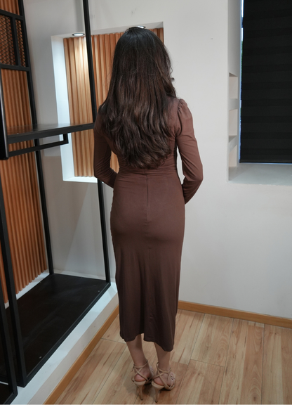 Vestido midi café
