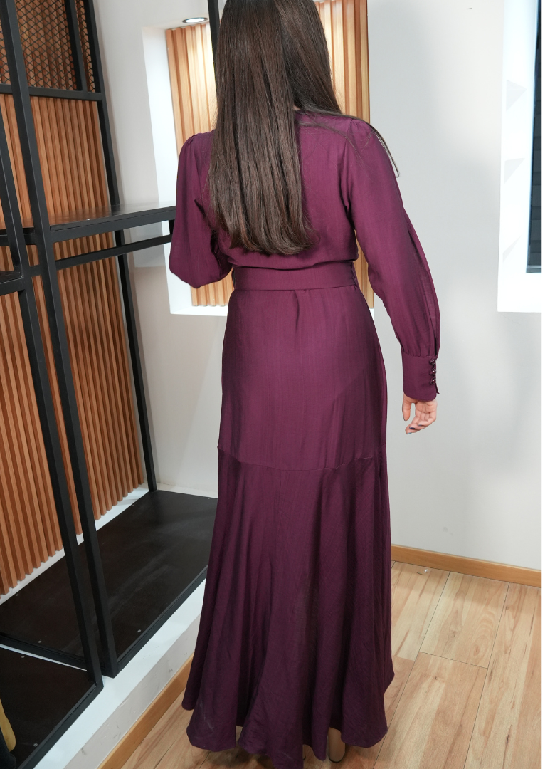 Vestido manga larga morado