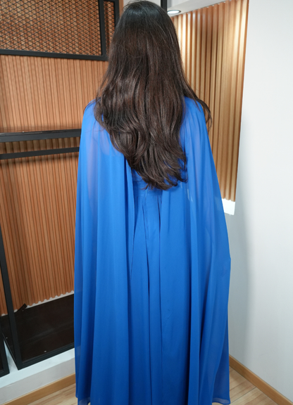 Vestido capa azul rey