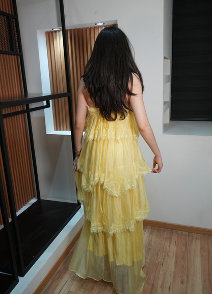 Vestido midi capas yellow