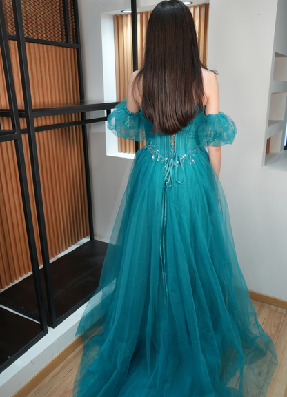 Vestido tul turquesa