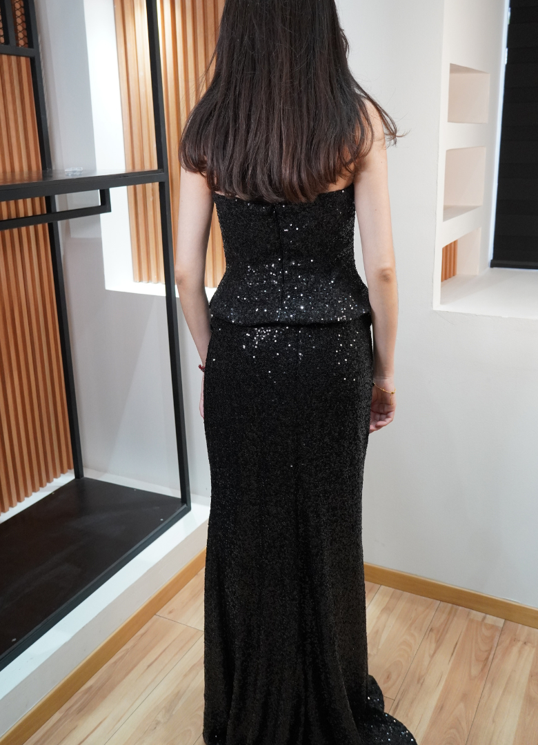 Vestido lentejuela negro