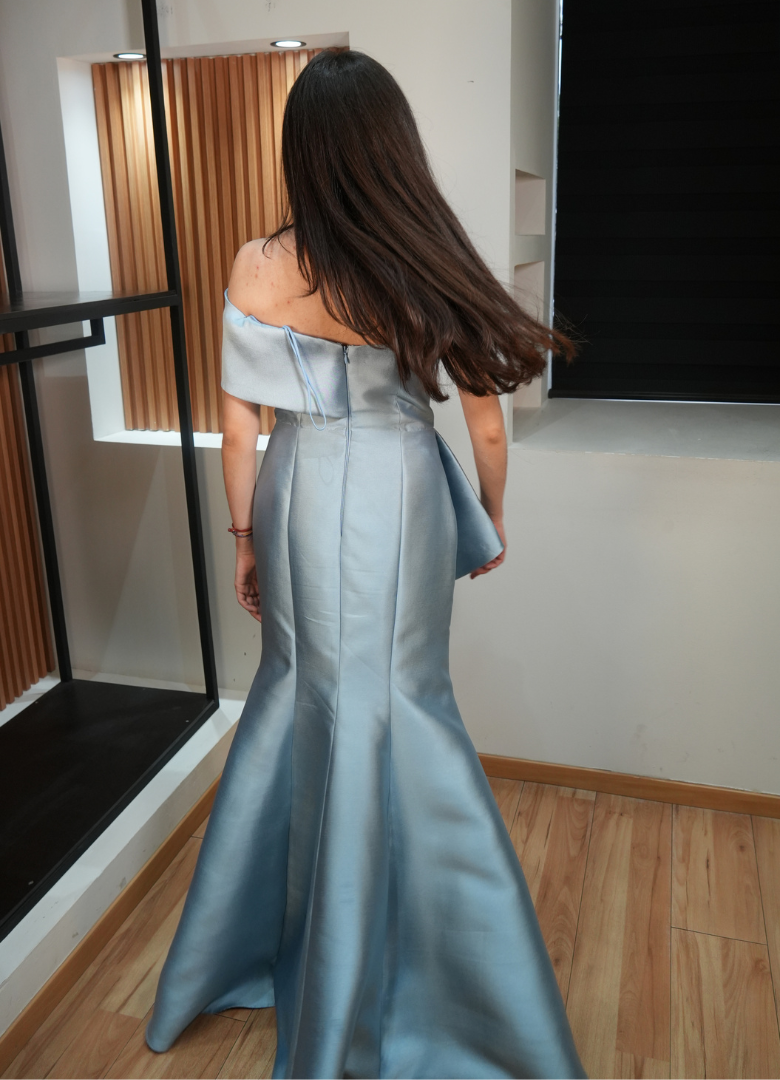 Vestido micado azul cielo