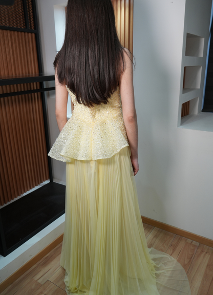 Vestido bustier pedrería butter yellow