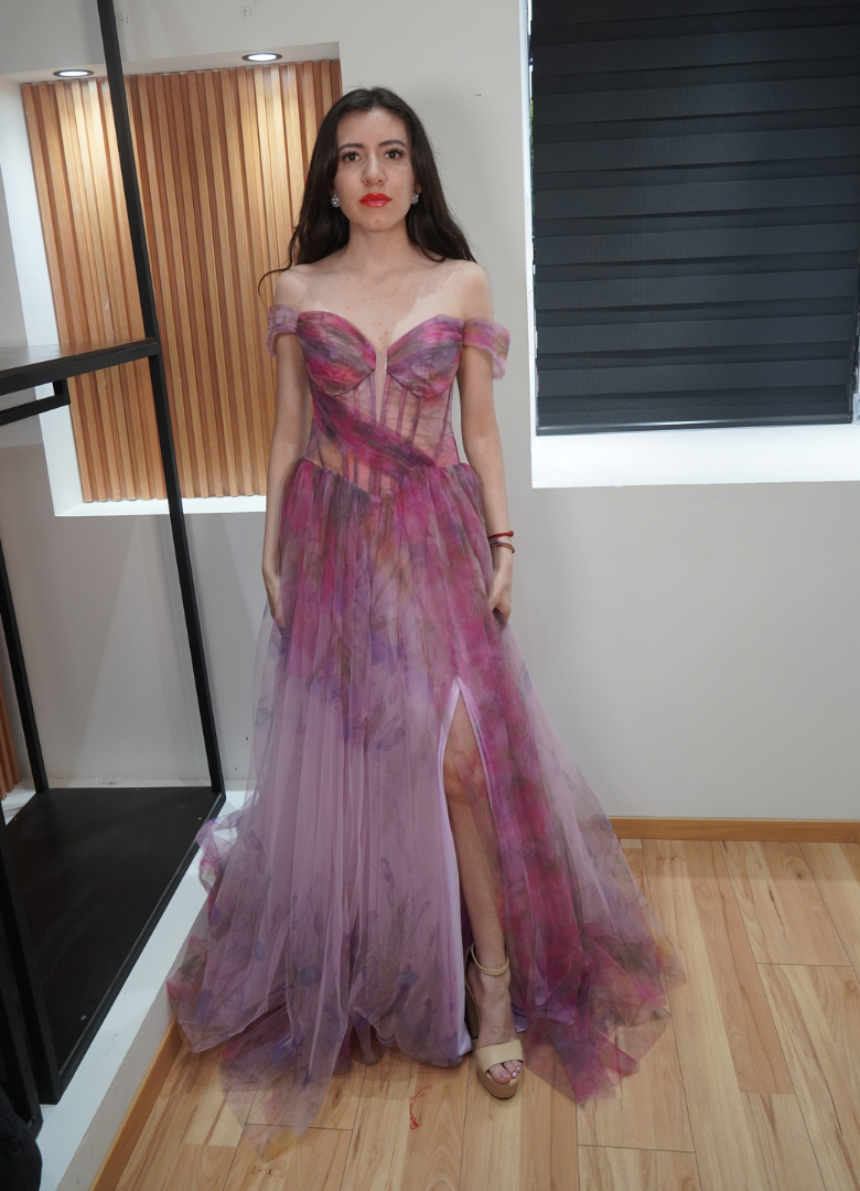 Vestido estampado morado