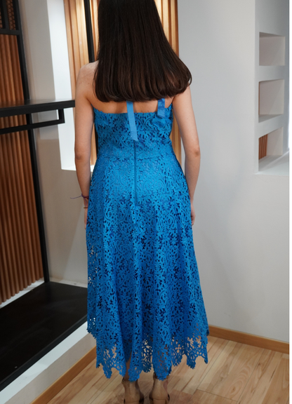 Vestido crochet azul