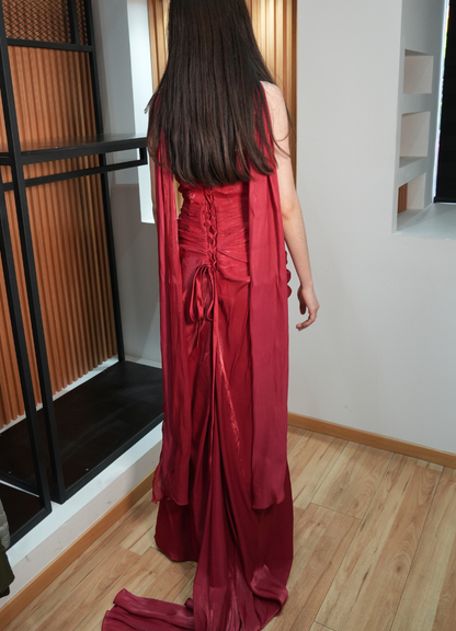 Vestido satinado rojo