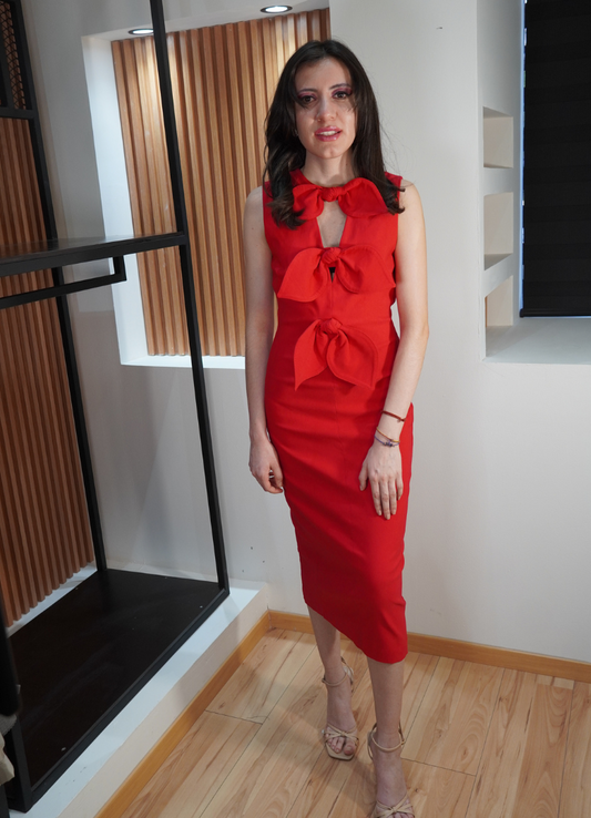 Vestido rojo moñitos