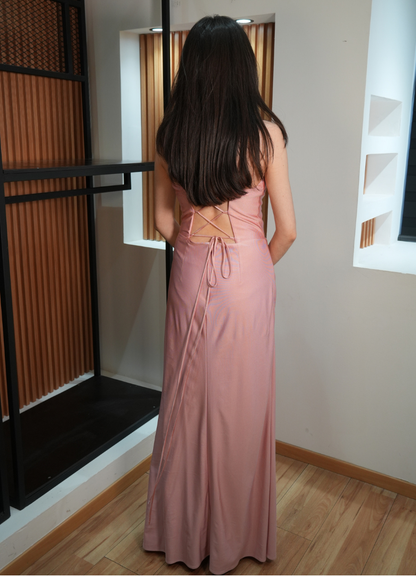 Vestido estraple rosa