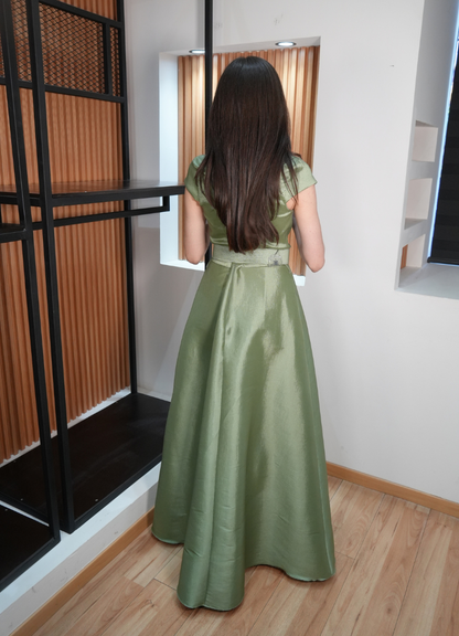 Vestido verde manzana largo