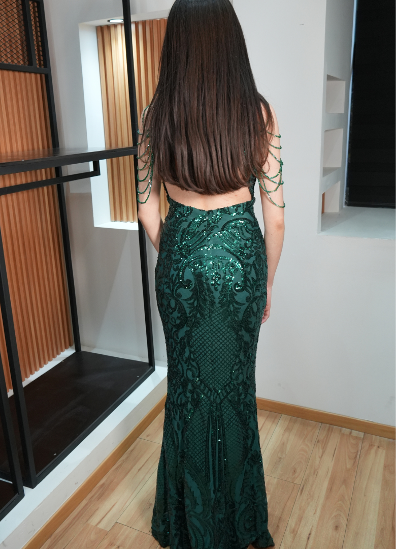 Vestido lentejuela esmeralda