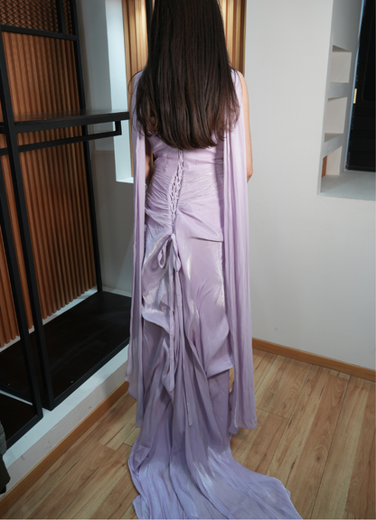 Vestido satinado lila