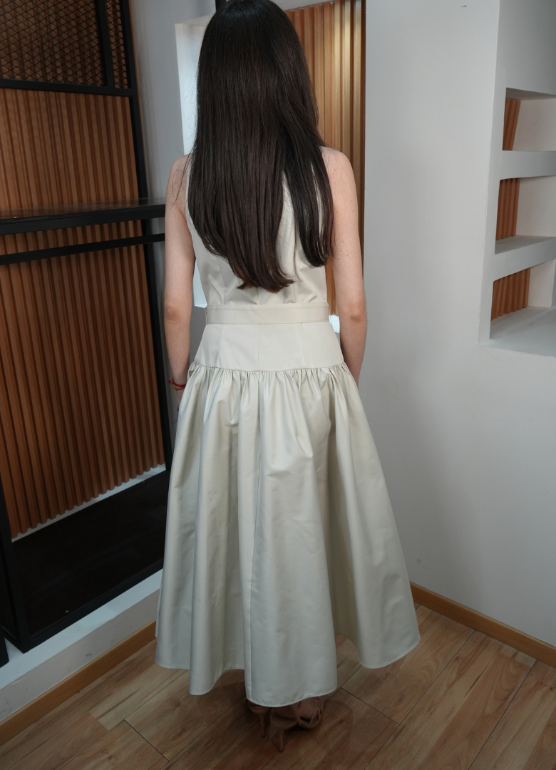 Vestido halter beige