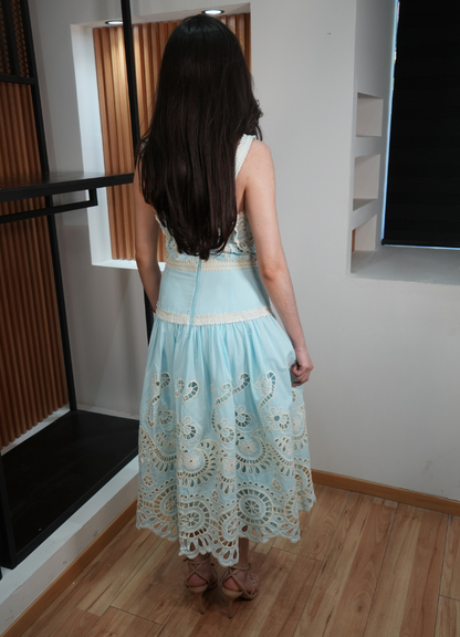 Vestido azul crochet