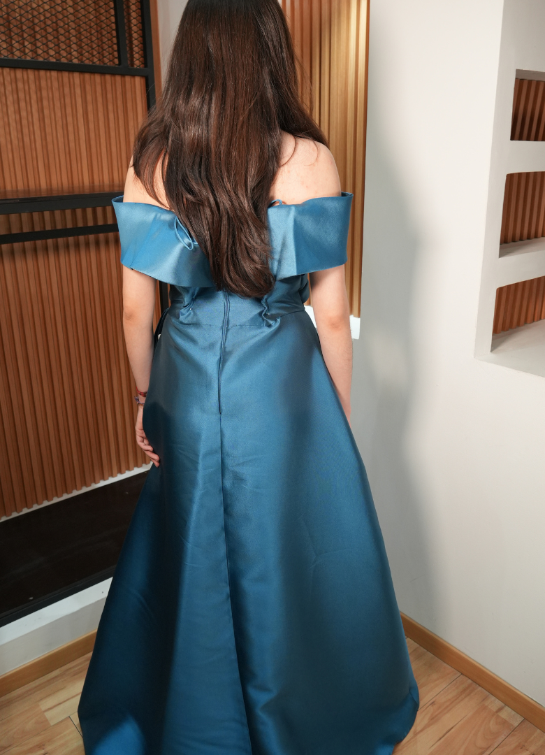 Vestido micado turquesa
