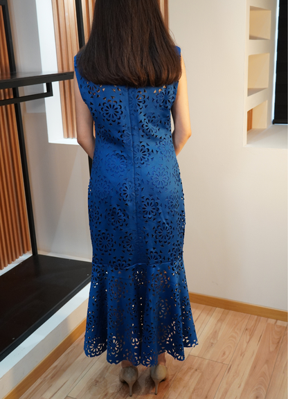 Vestido midi azul rey