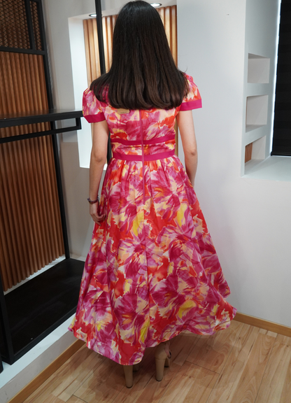Vestido rosa midi