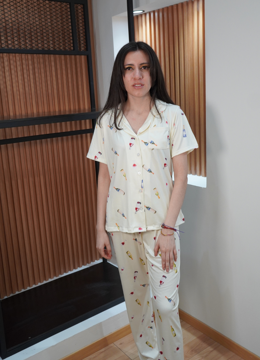 Pijama print vinos