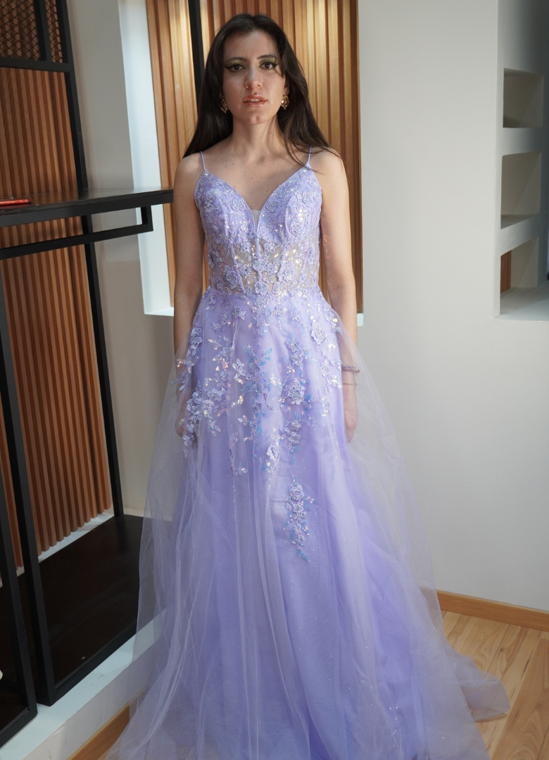 Vestido lila lentejuela