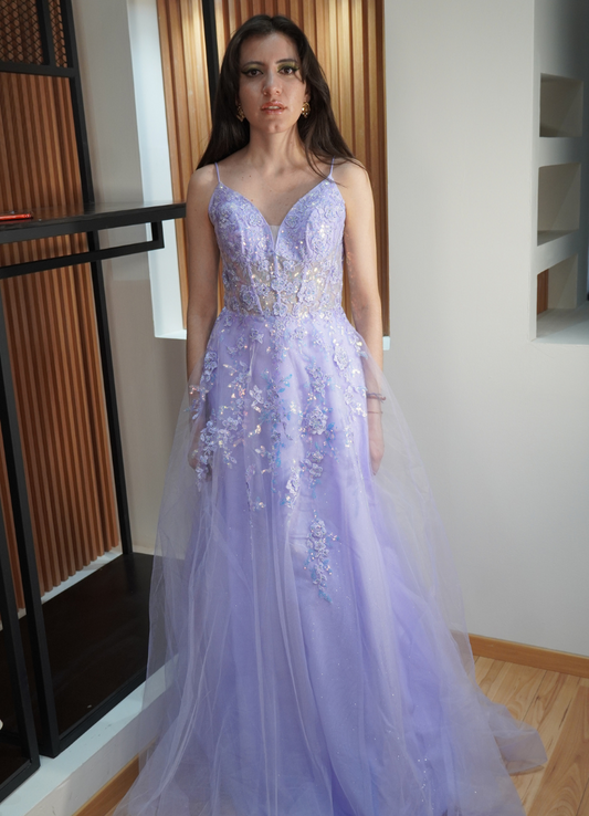 Vestido lila lentejuela