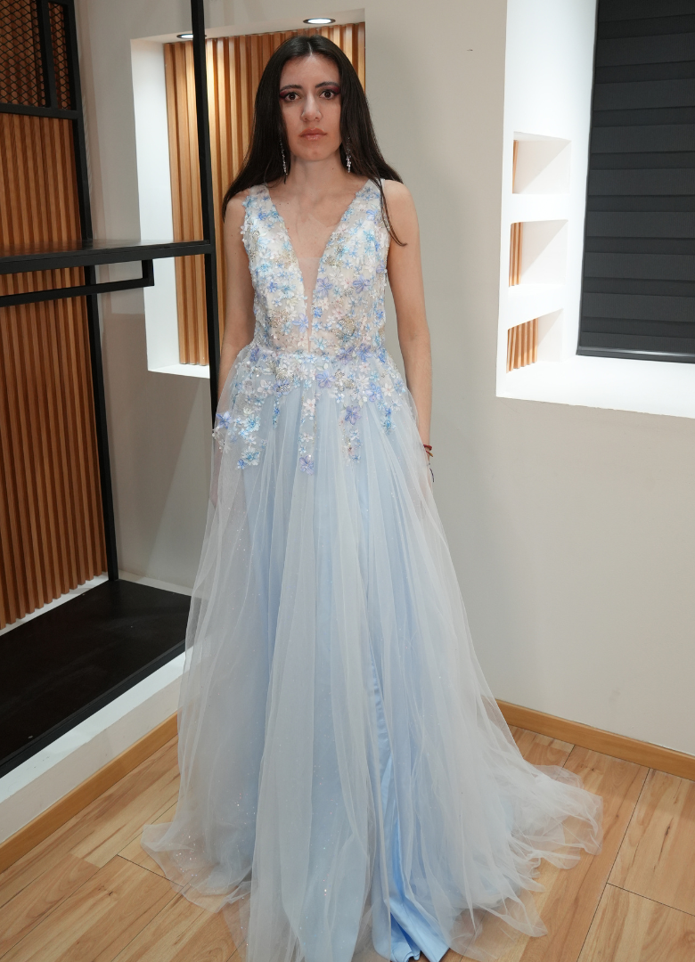 Vestido tul baby blue