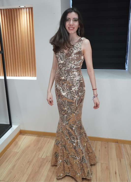Vestido lentejuela dorado