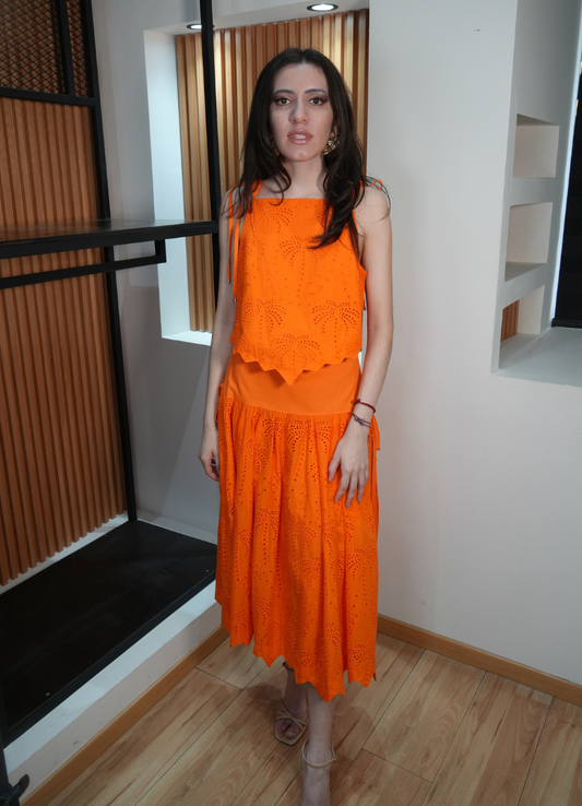 Top falda naranja
