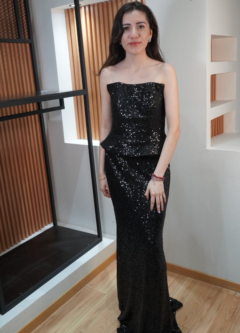 Vestido lentejuela negro
