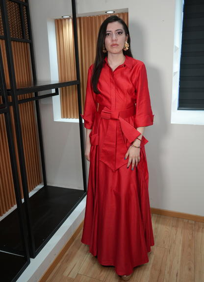 Vestido camisero rojo
