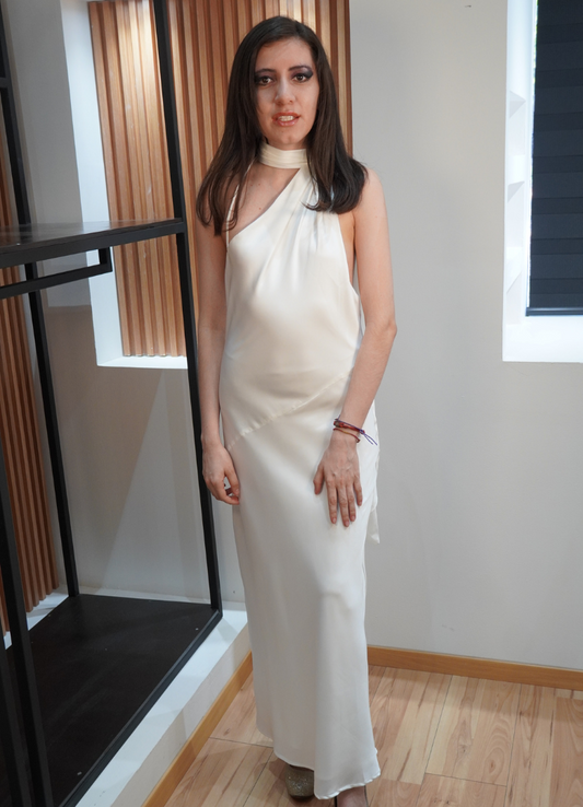 Vestido satinado blanco