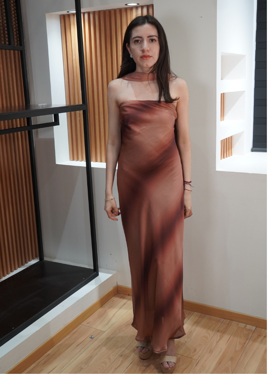 Vestido straples difuminado
