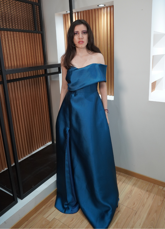 Vestido azul micado
