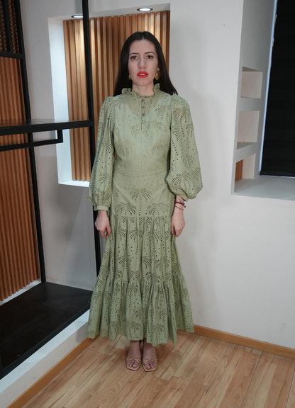 Vestido escalonado menta