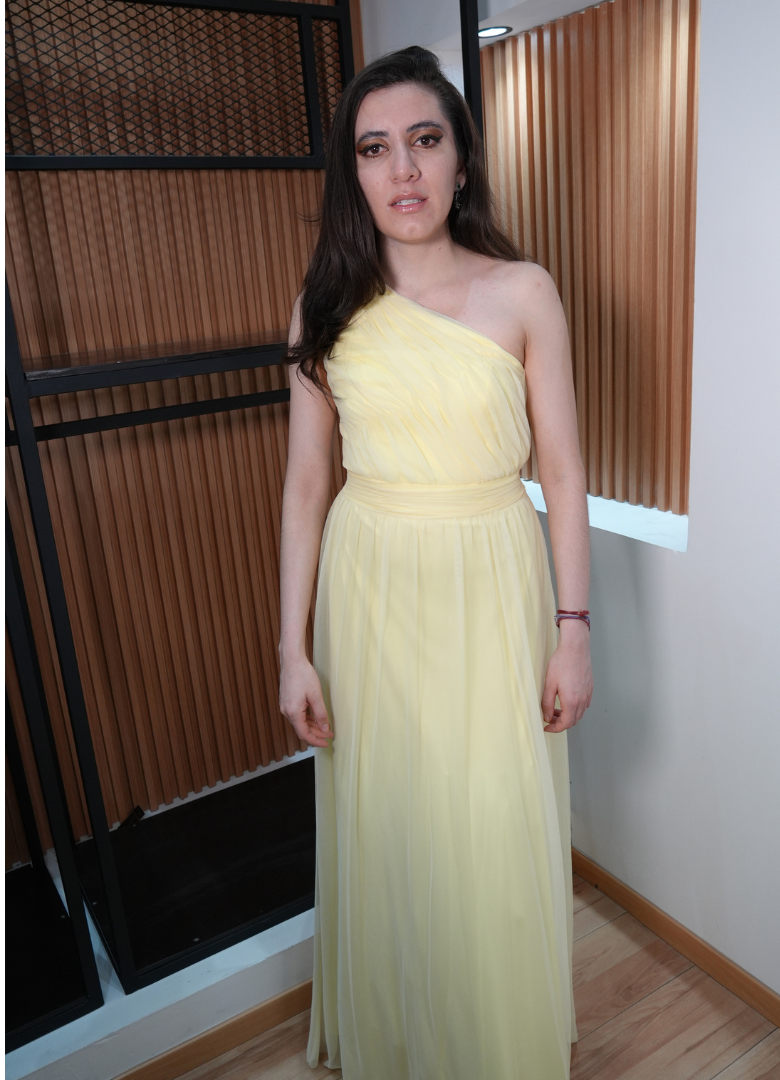 Vestido mesh amarillo pastel