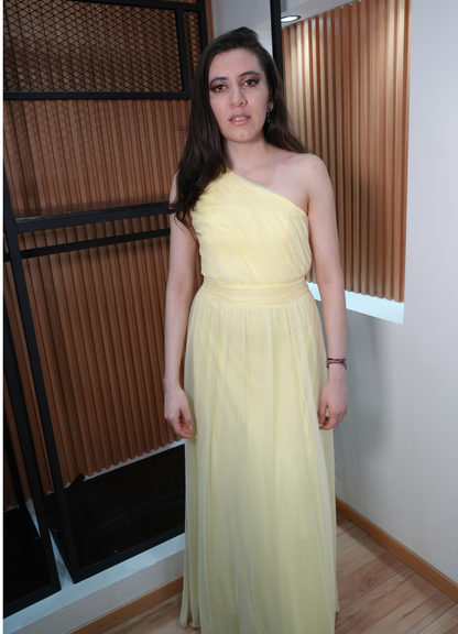 Vestido mesh amarillo pastel
