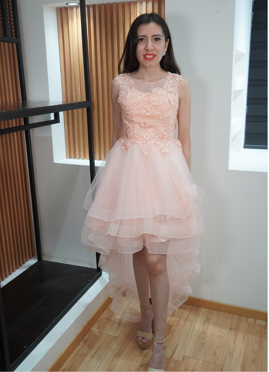 Vestido asimétrico rosa