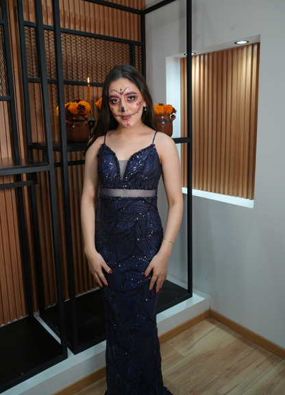 Vestido lentejuela marino
